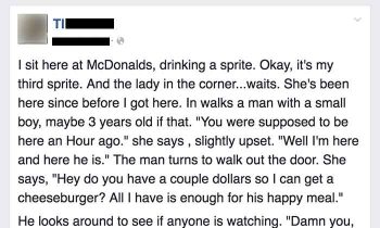 He Writes A Note To The Hungry Mom At McDonalds, Who Cries When Reading It