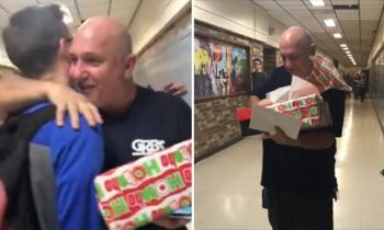 Janitor Fights Back Tears After Students Surprise Him With A Christmas Gift