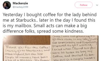 Woman Pays For Strangerand#039;s Coffee, Then Finds A Note In Her Mailbox